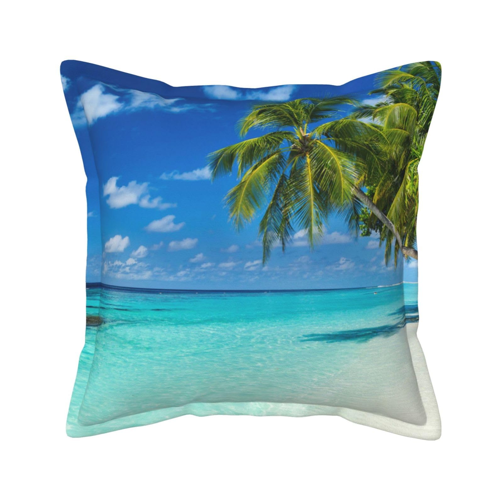 Housse de coussin en cuir 50x50 cm imprimé plage romantique pour déco de canapé rustique