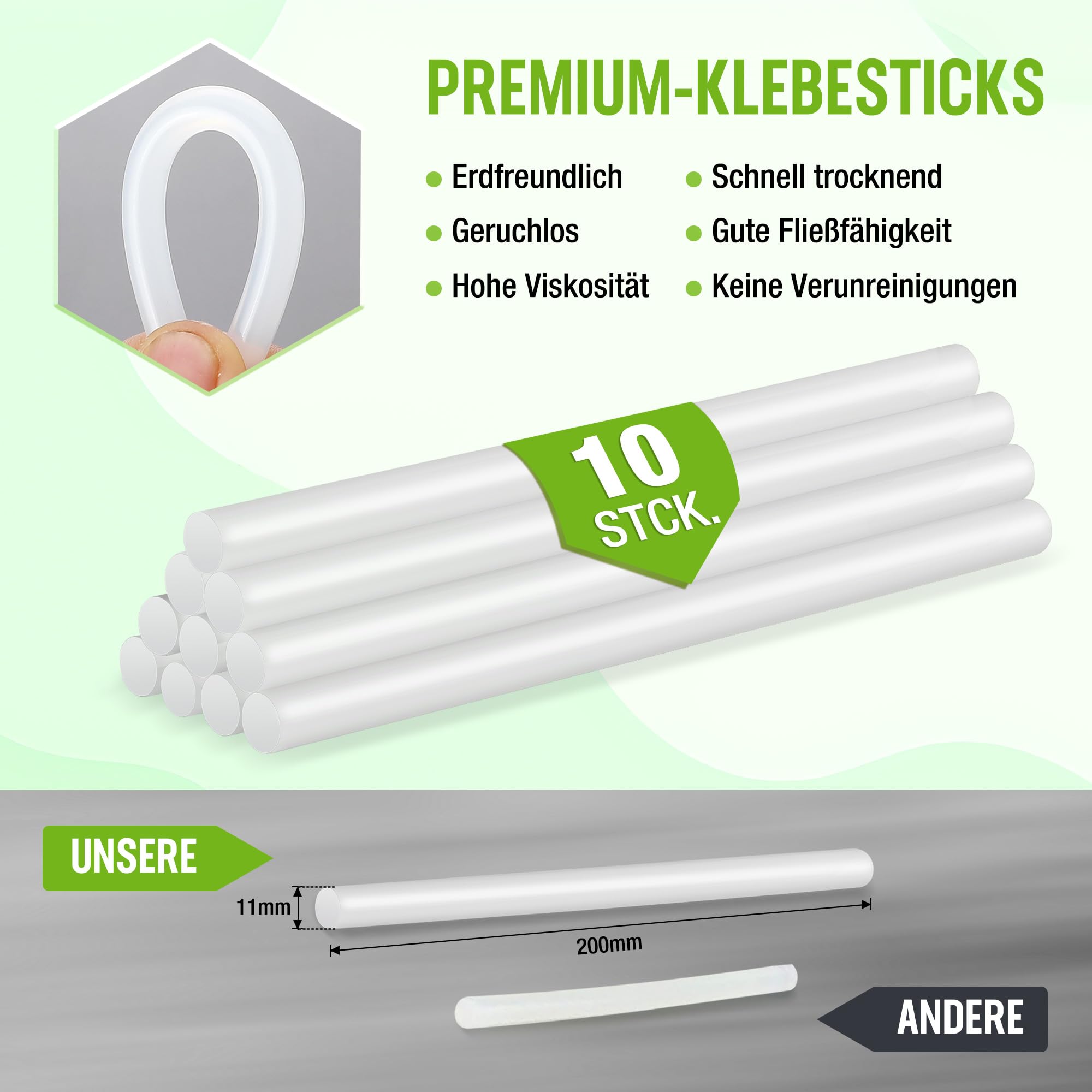WORKPRO Heißklebepistole, 60/100 W Klebepistole mit 10 Heißklebesticks, Zwei Heizmodi, Schnelle Verklebung 9-12 g/min, 90s Schnellvorheizung, 3-Punkt-Halterung, für DIY und Reparaturen, Grau&weiß