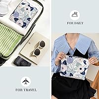 Vista 6 de STARDW Bolsas de cosméticos de flores para mujeres y niñas, bolsa de maquillaje de viaje, bolsa de maquillaje de lona de gran capacidad, bolsa