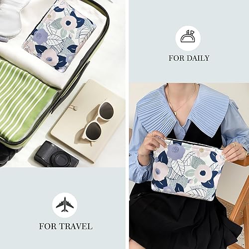 Miniatura 6 de STARDW Bolsas de cosméticos de flores para mujeres y niñas, bolsa de maquillaje de viaje, bolsa de maquillaje de lona de gran capacidad, bolsa