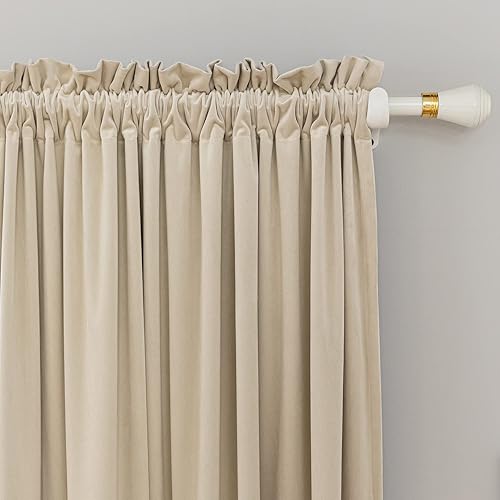 Miniatura 2 de PLEASANT BOULEVARD Cortinas de terciopelo 2 paneles Cortinas opacas pesadas con bolsillo para barra, cortinas de oscurecimiento con aislamiento