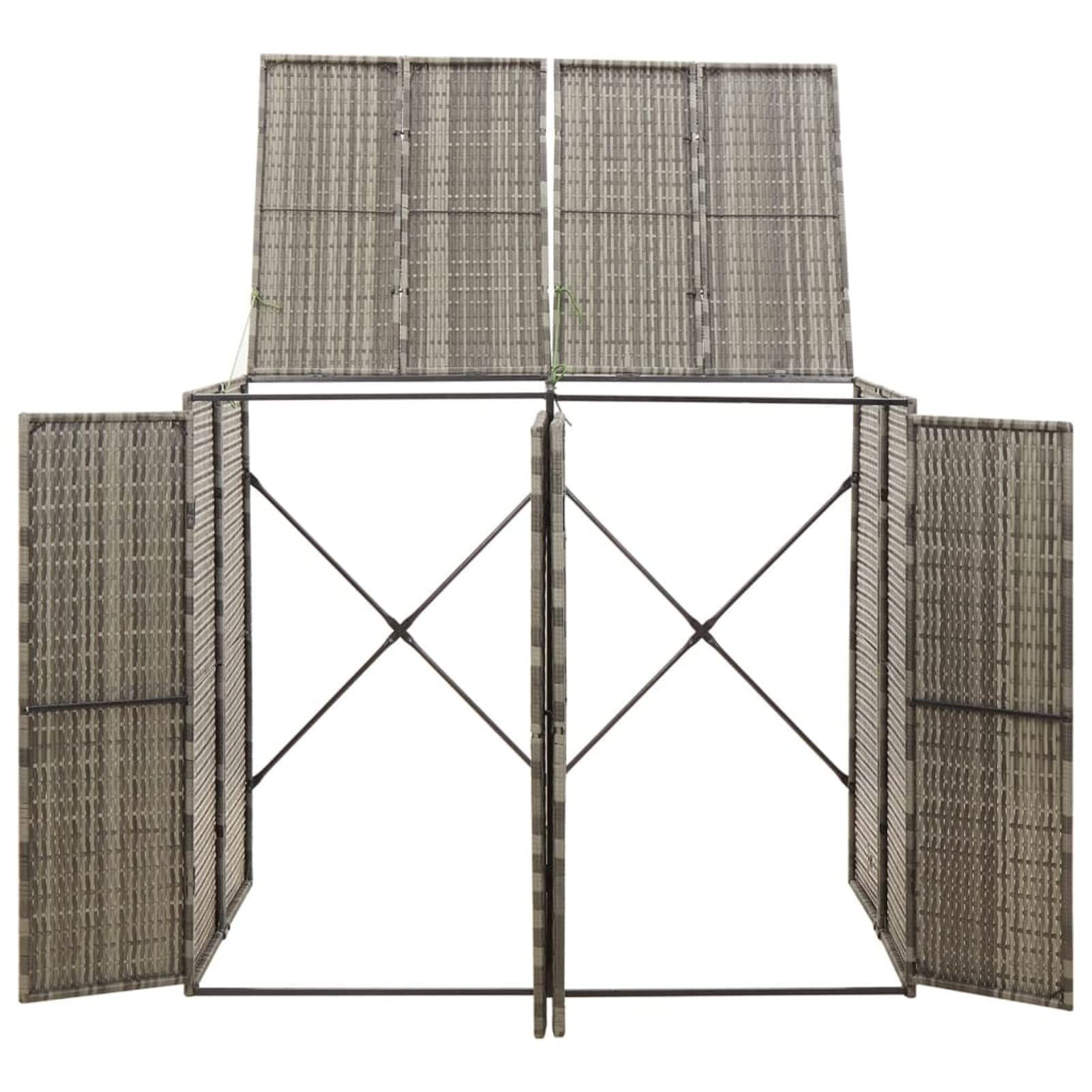 Festnight Copribidone Doppio, Mobile Spazzatura, Copri Bidoni Pattumiera, Bidoni Spazzatura ​pattumiera da Giardino, Grigio 140x80x117 cm in Polyrattan