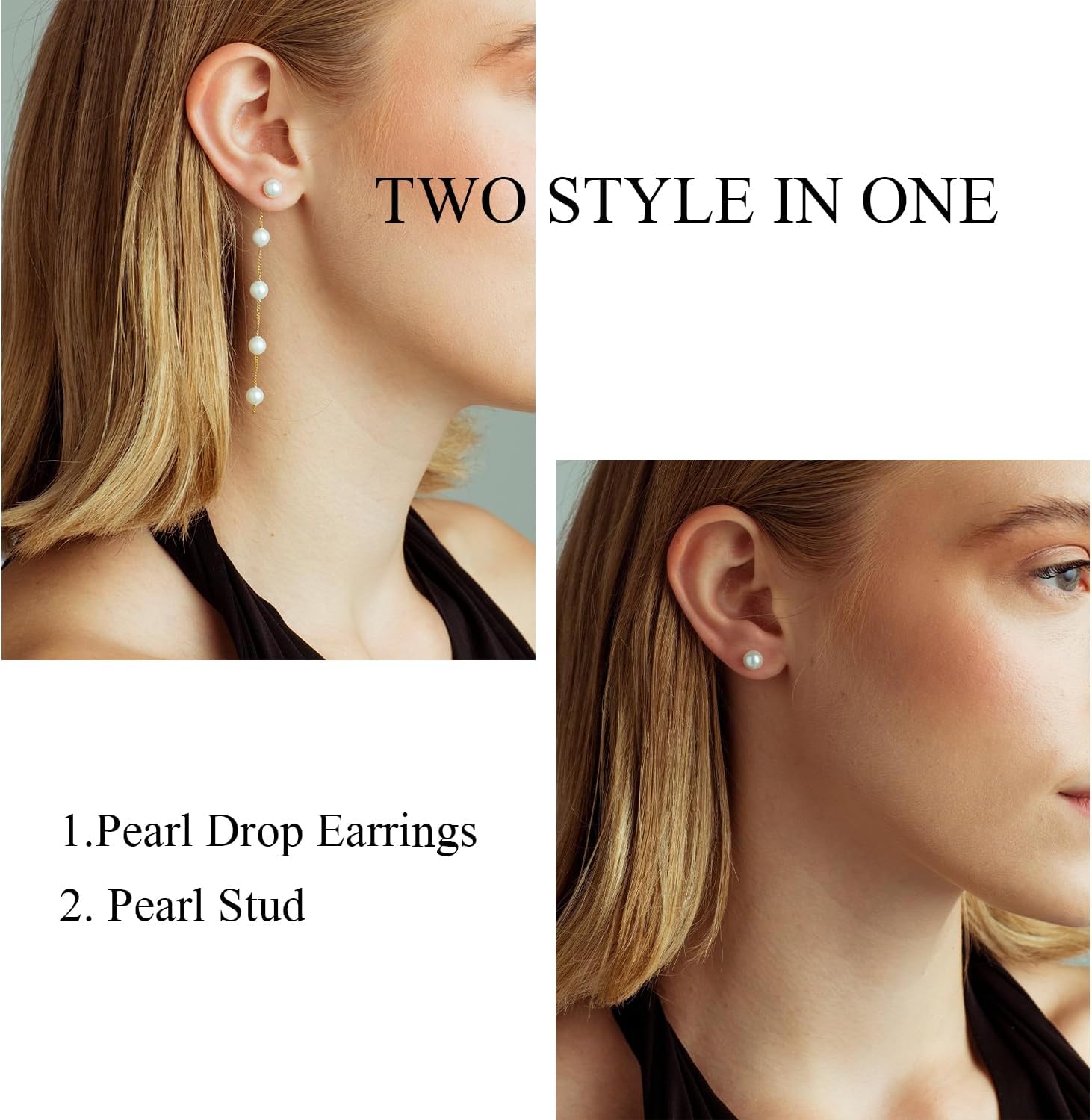 Pearl Earrings,4mm 5mm 6mm Gold/Silver Dangle Earrings for Women White Long Drop Pearl Dangling Earrings Bridal Wedding Dainty Prom Earrings Birthday Gifts Jewelry - Image 3