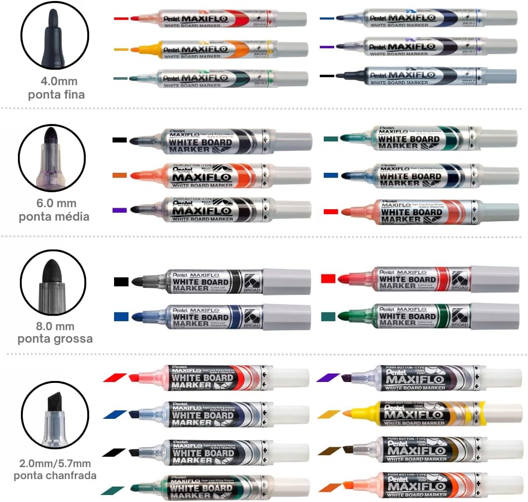 Pentel MWL5M-DO whiteboard marker Maxiflo with pumping system round point, 2.5 mm, 1 piece, green
