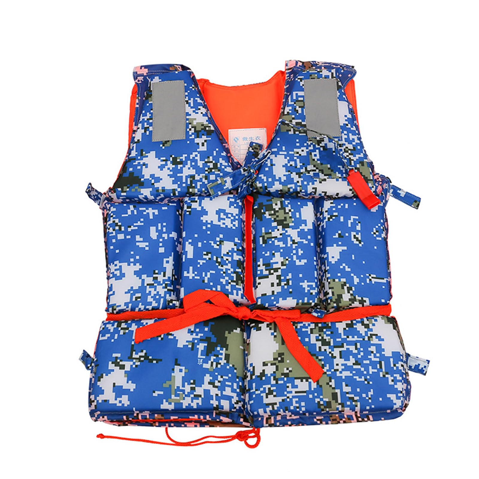 Oxford Camouflage Life Jackets with Emergency Call Whistle EPE Foam Anti Drowning Safety Vest One Size Fits All Flood Essential Accessories for Offshore Operation Swimming Rafting Surfing