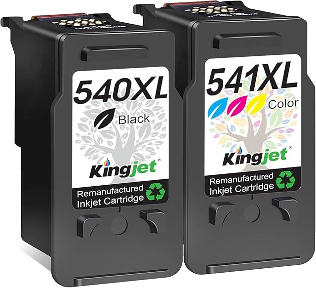 540 and 541 Ink Cartridges, Remanufactured for Canon 540 and 541 Ink Cartridges, 540XL 541XL Twin Pack, PG-540 Black CL-541 Colour, for Pixma TS5150 TS5151, MG3550 MG3650 MG3650s MG3200 MG3600 MX475