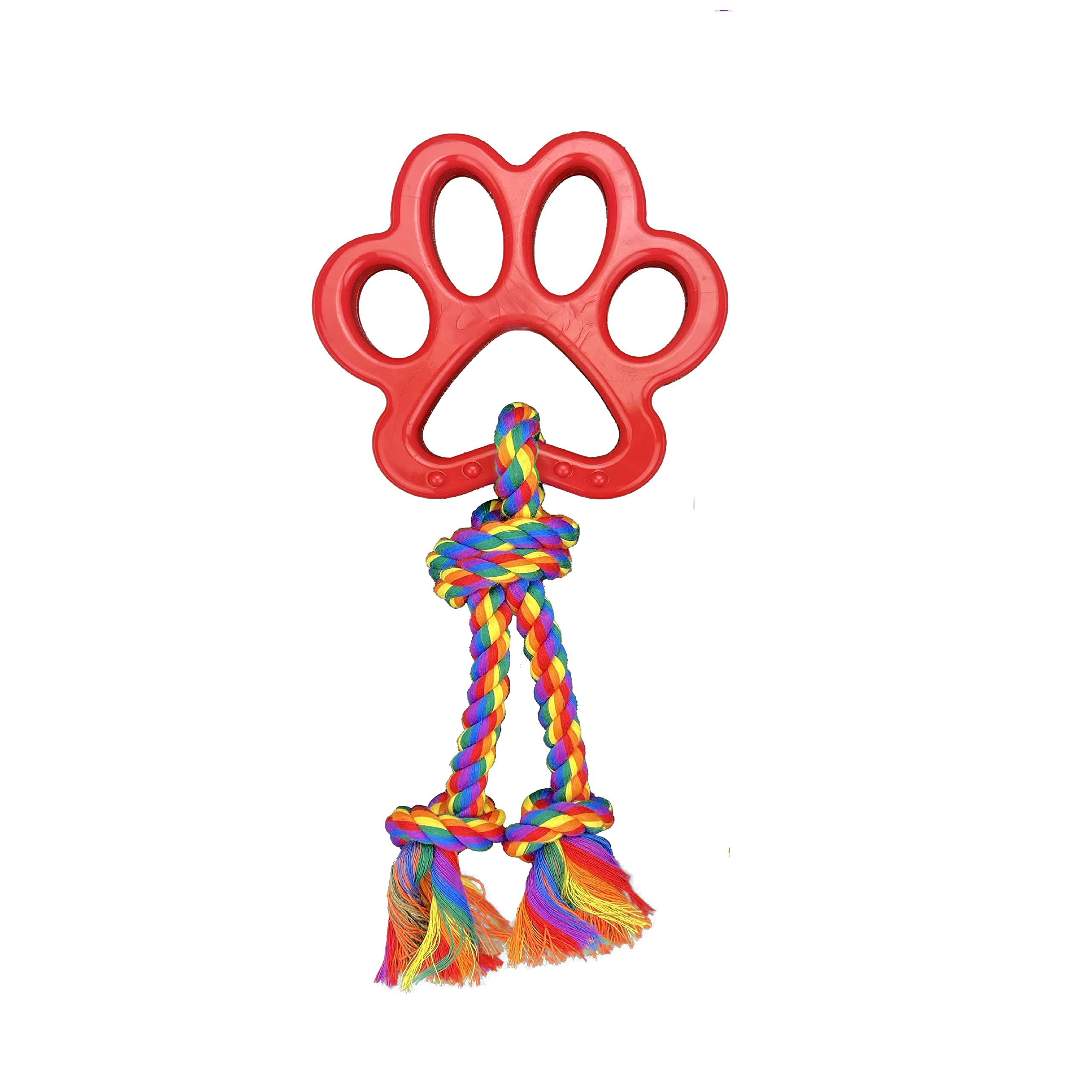 Jouet pour chien en corde Multipet de 33 cm avec motifs de pattes multicolores