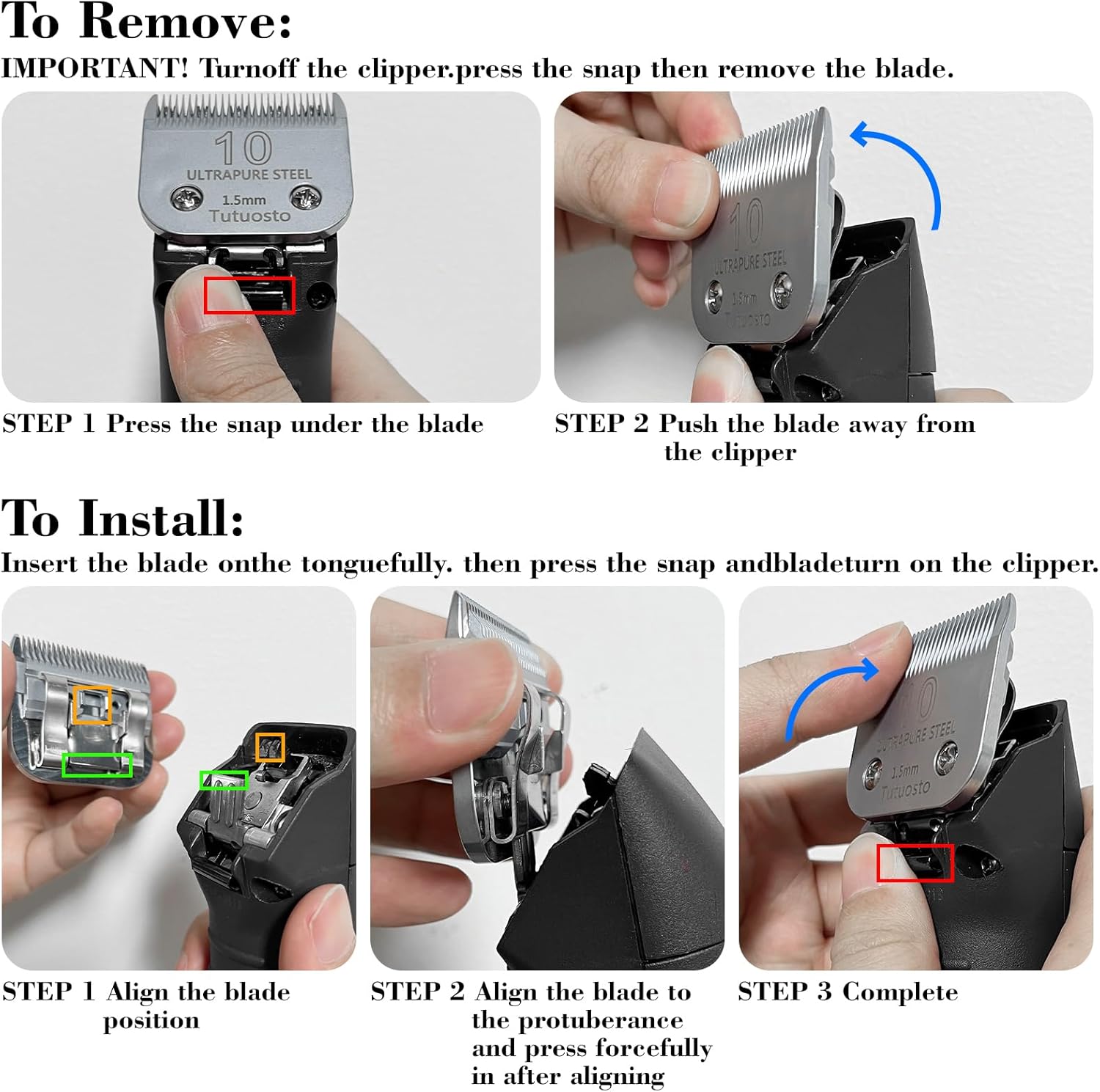 Size 10/7FC Clipper Blades Pet Grooming Clipper Replacement Blades Detachable Blade Compatible with andis/wahl/Oster Dog Clippers