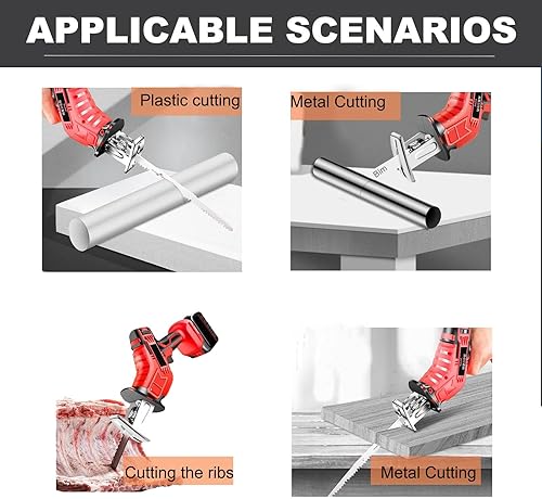 Miniatura 6 de Sierra eléctrica para carne y huesos, sierra recíproca de carnicero profesional inalámbrica, con 1 batería de 3000 mAh + 4 hojas, corte eficiente y
