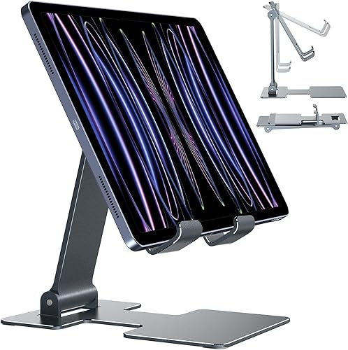 Anozer Soporte para tableta, soporte ajustable para tablet de escritorio, plegable para iPad Air 54Mini 6Mini 510.2Pro 12.9Pro 11, monitor portátil,