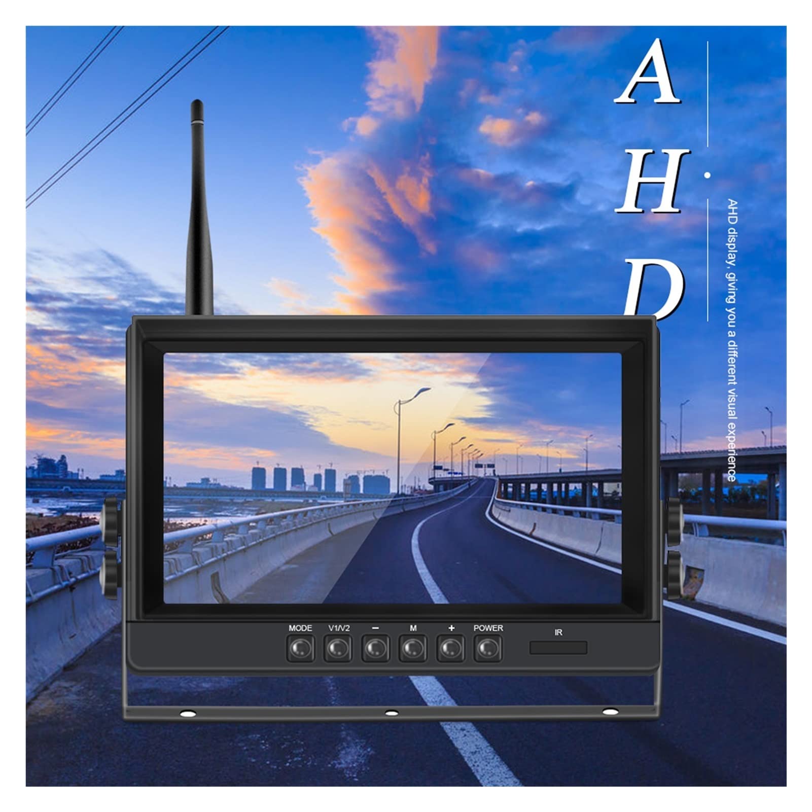 GPS pour Voiture, AHD 9 Moniteur de Voiture sans Fil Pouce 4CH Quad DVR Dash Moniteurs Affichage IPS Écran Video Recorder Camion WiFi Caméra véhicule Backup(Only Camera)