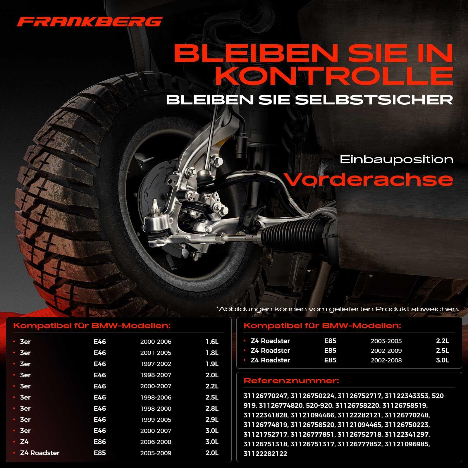 Frankberg 2x Querlenker Traggelenk Vorderachse Kompatibel mit 3er E46 1998-2005 3er Cabriolet E46 2000-2007 3er Compact E46 2001-2005 3er Coupe E46 1999-2006