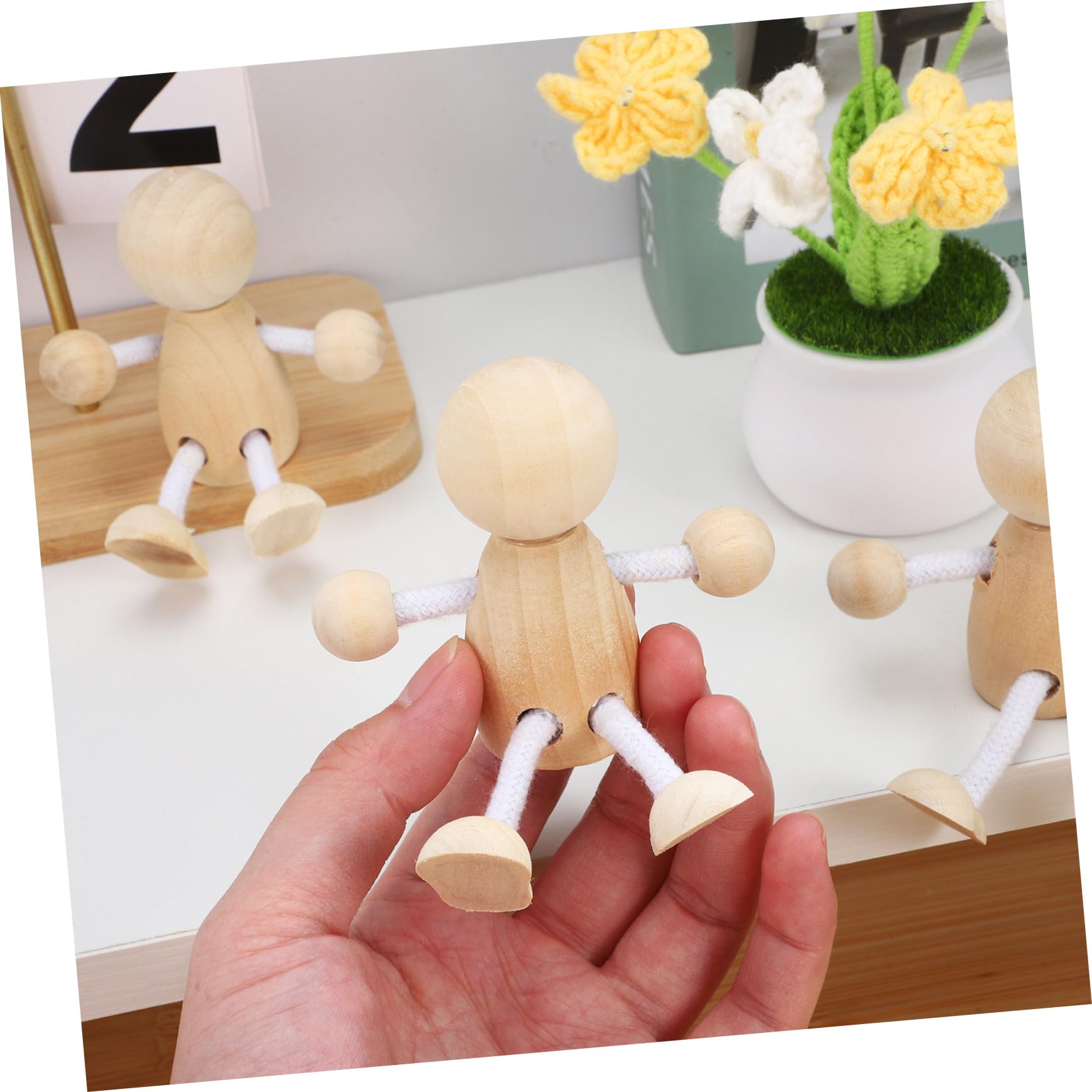 16 Piezas Muñecas de Madera para Pintar Figuras Pequeñas de Madera sin Terminar para Manualidades DIY Juguetes Creativos Seguros para Decoración Artesanal