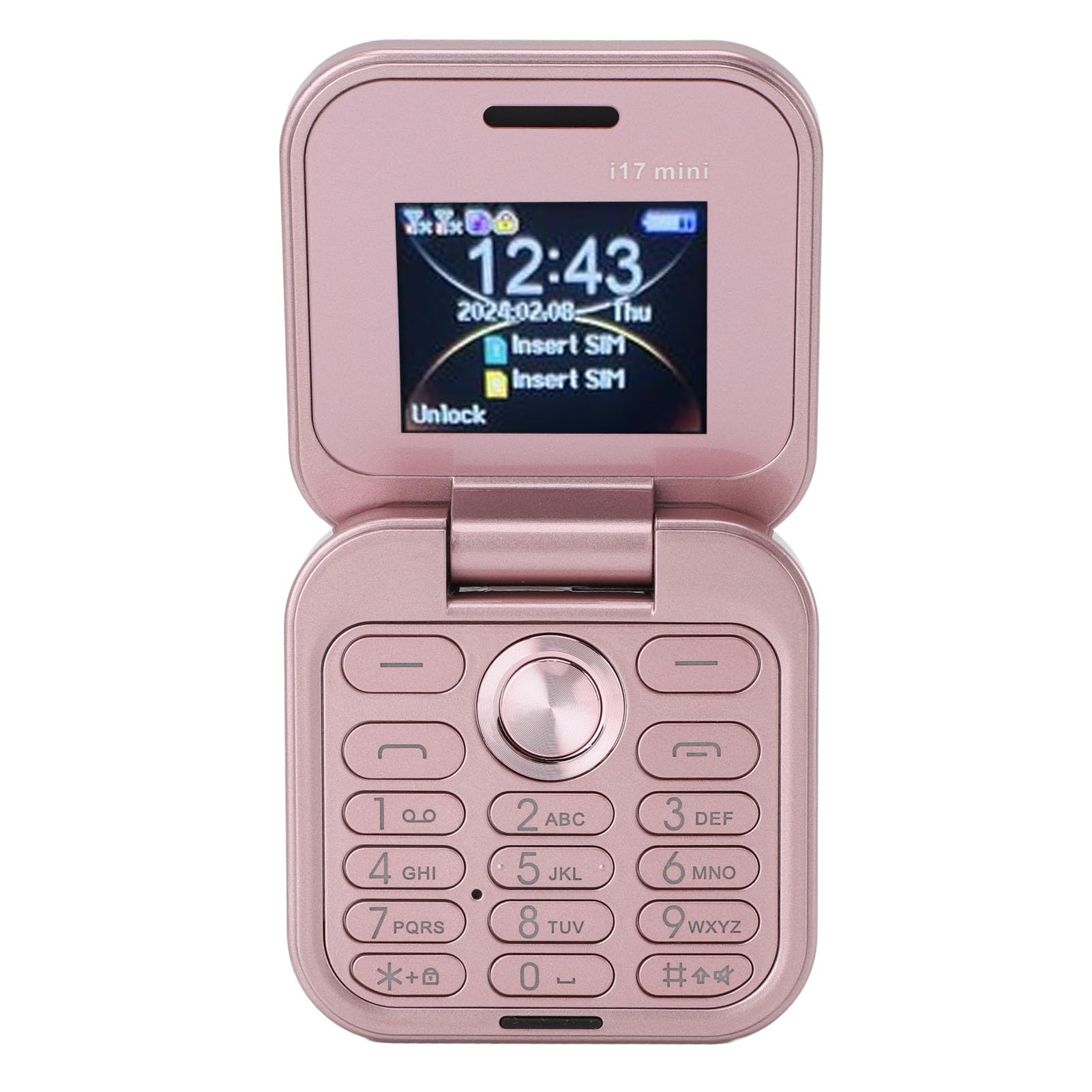 ASHATA Telefono cellulare 2G Flip Tiny, Dual Nano SIM GSM, torcia LED, radio FM, fotocamera posteriore, telefono cellulare più piccolo, per anziani (rosa)