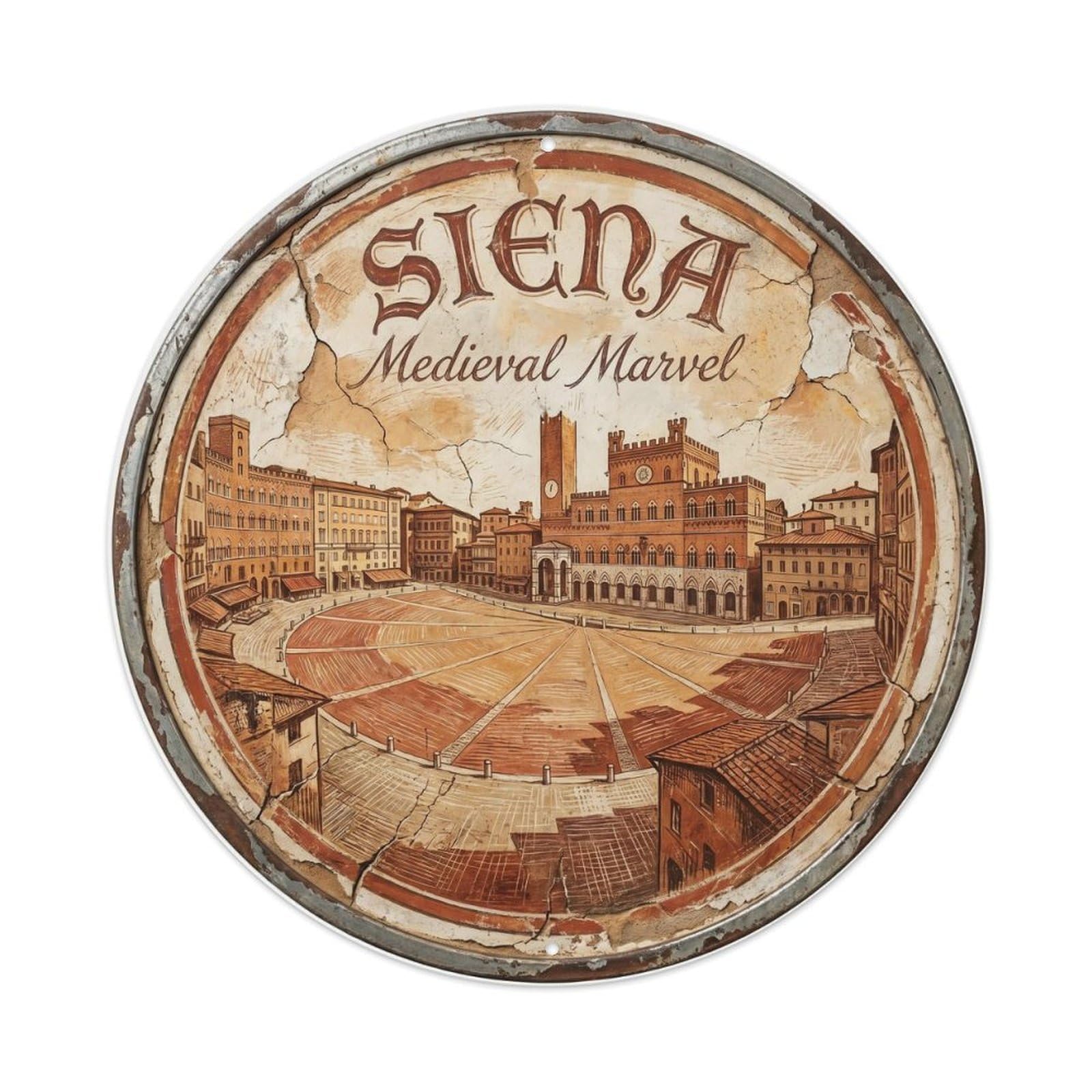 Fqnyr Style Vintage Travel Siena Square Italy Metal Tin Sign