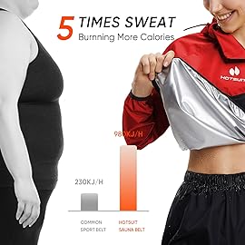HOTSUIT Sauna Jacket for Women Odorless Sweat Jacket for Women Weight Loss Anti Rip Sauna Suit for Workout Gym, Red, XXL