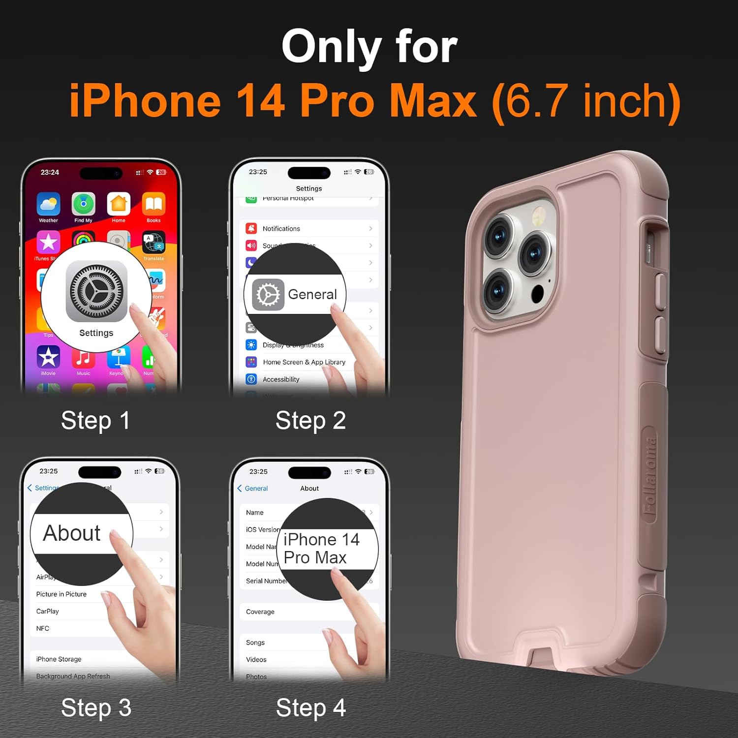 Follaroma for iPhone 14 Pro Max Case, Compatible with MagSafe, Heavy Duty Shockproof Protective Phone Case, Anti-Drop Protection, Dual Layer Magnetic Phone Cover for iPhone 14 Pro Max,6.7",Brown Pink
