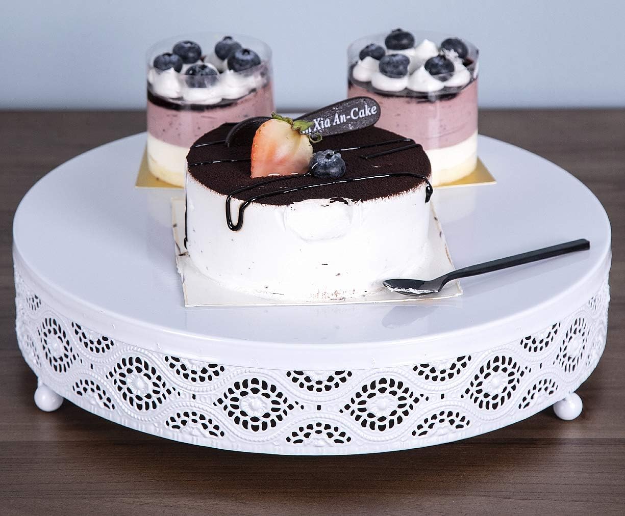 URANMOLE Cake Stand Round Metal Cake Stands Dessert Display Cupcake Stands,White (038-White-12in)