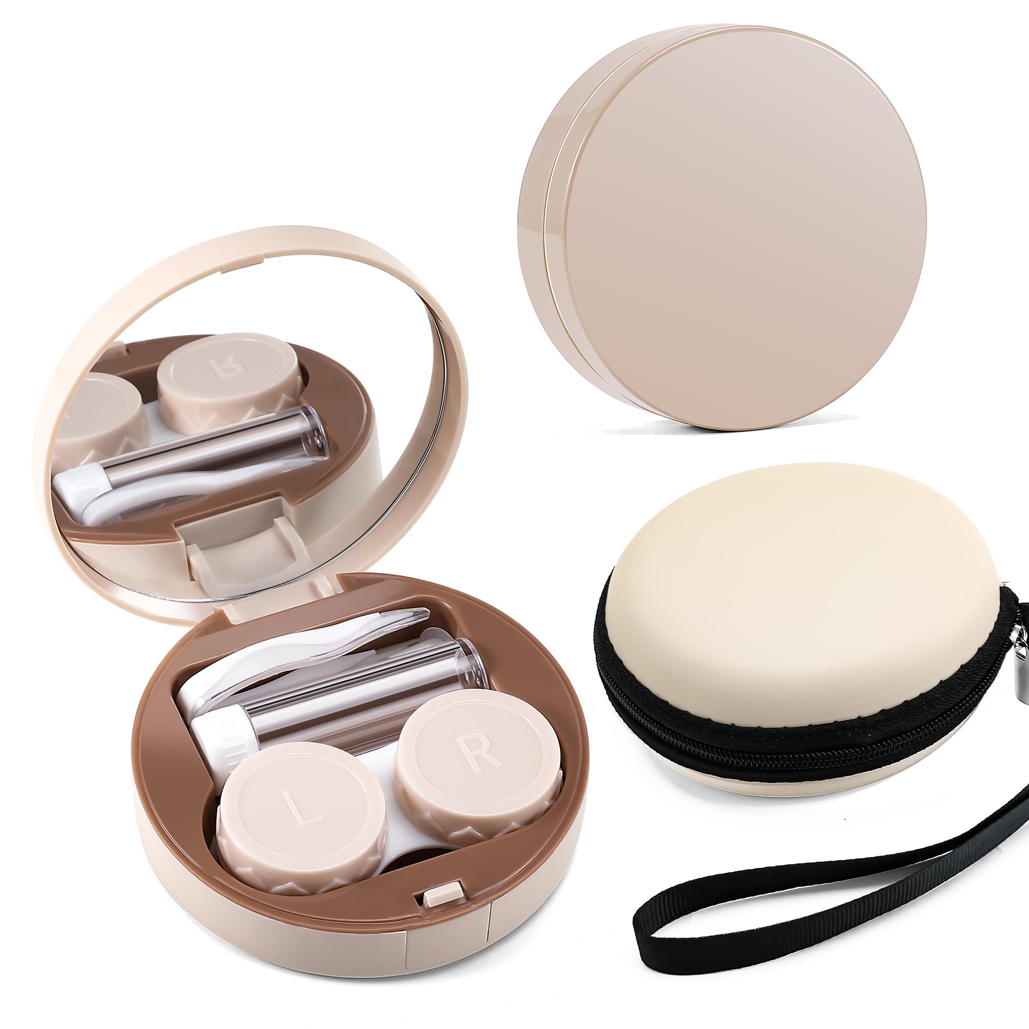 FEISEDY Contact Lens Case, Fashion Portable Contacts Lens Box with Mirror Tweezers Remover Tool Solution Bottle for Travel B0072