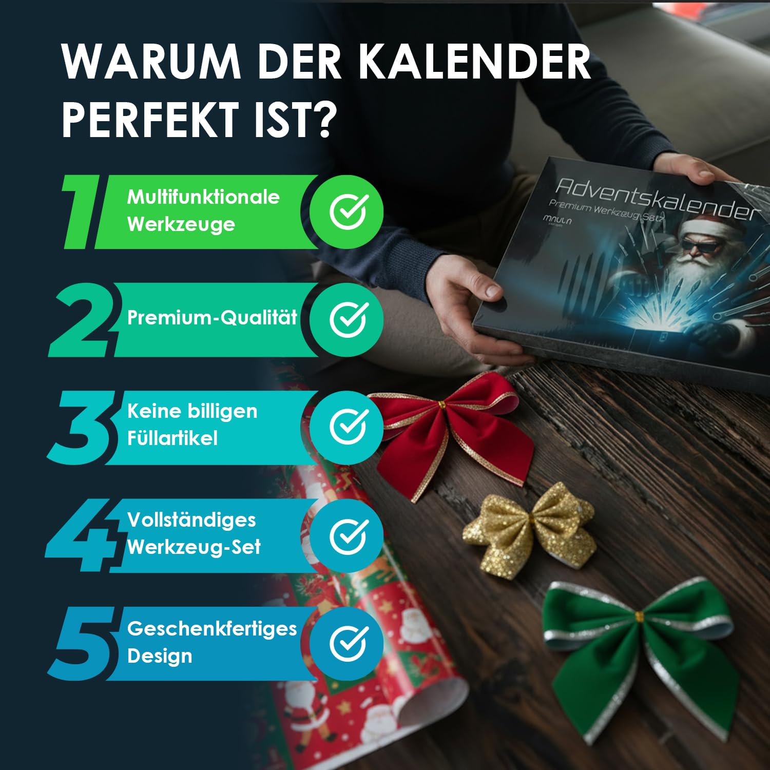 Werkzeug Adventskalender 2026 – Für Männer mit 24 Tools & Zubehör – Werkzeug für Heimwerker, Bastler & Handwerker – mit Hammer, Magnetband & Tool-Set
