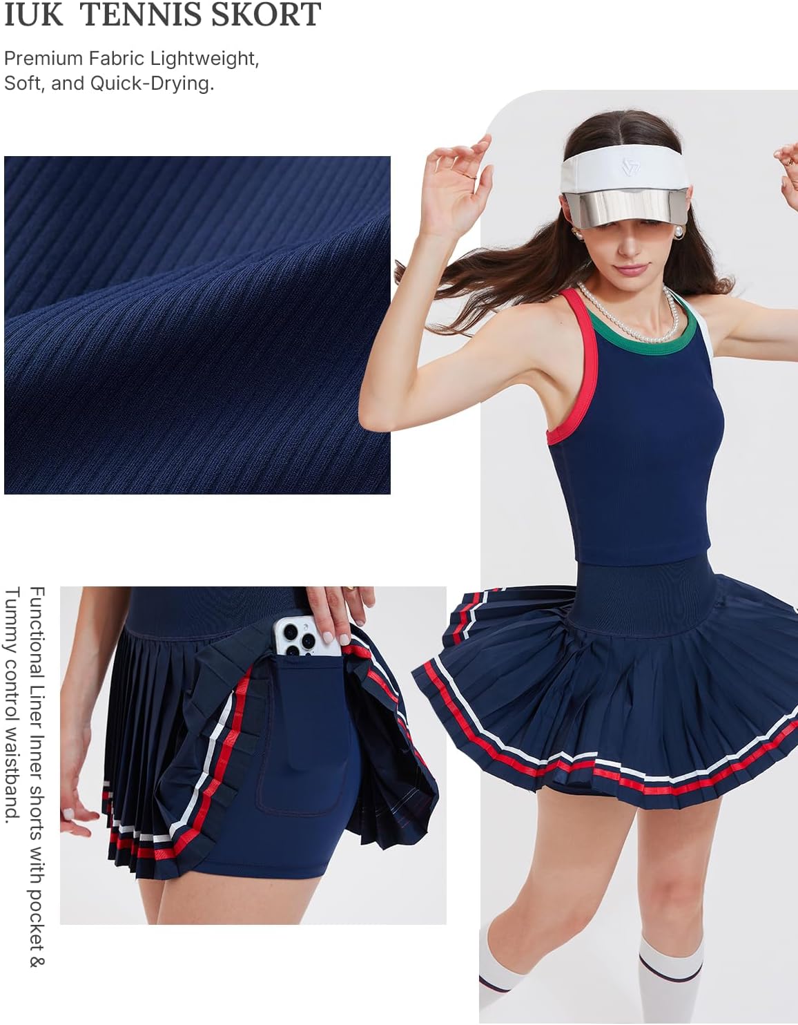 Tennis Skirt Set for Women 2 Piece Racerback Tank Top Golf Dress Activewear for Outfit Pickleball Athletic Workout