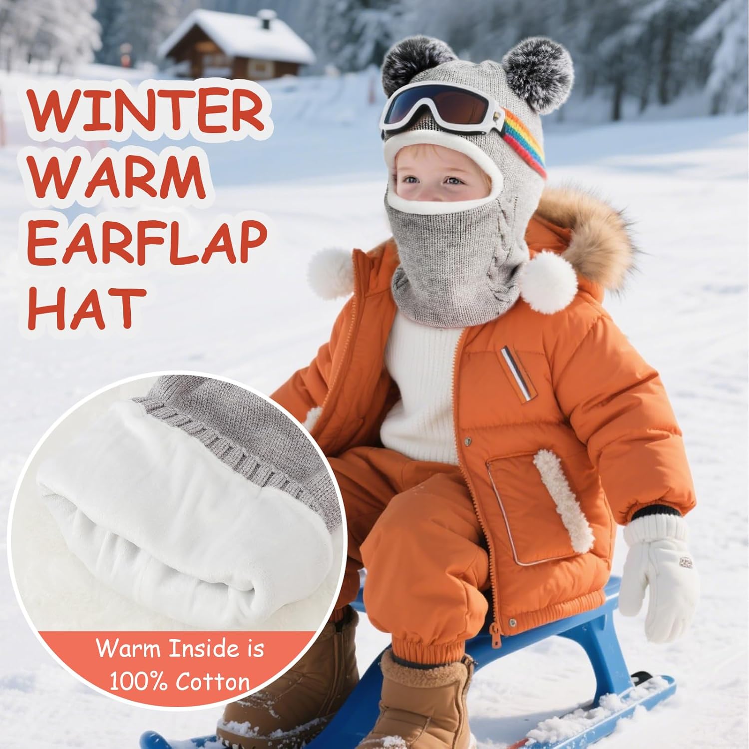 Kids Winter Hat Scarf Double Thicken Lining Toddler Earflap Beanies Windproof Knit Warm Cap for Baby Boys Girls 2-5 Years - Image 6