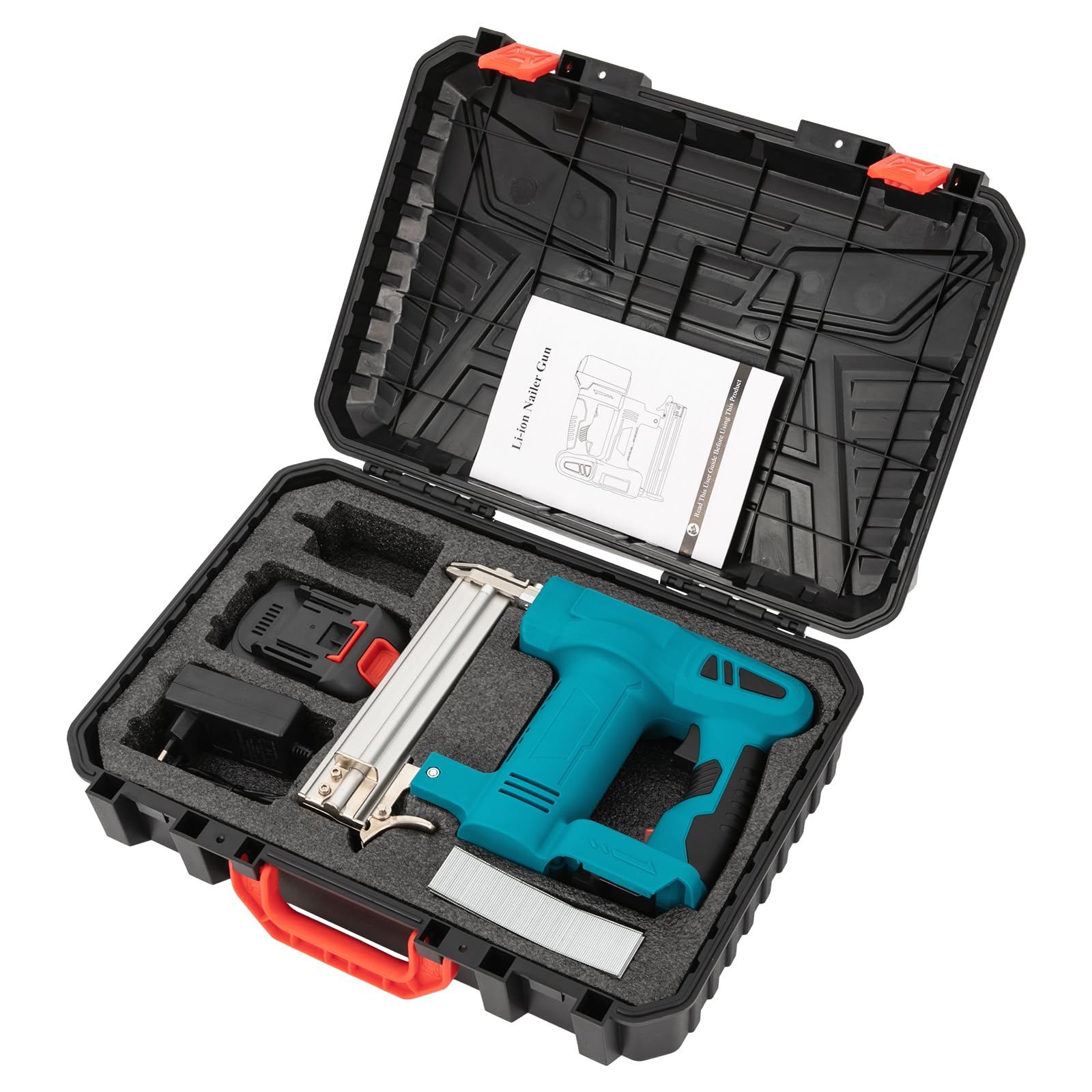 Juego de pistola de clavos 2 en 1, clavadora eléctrica, pistola de uñas inalámbrica con dos modos de clavo, grapadora de grapas, adecuada para carpintería, muebles tapizados, revestimientos