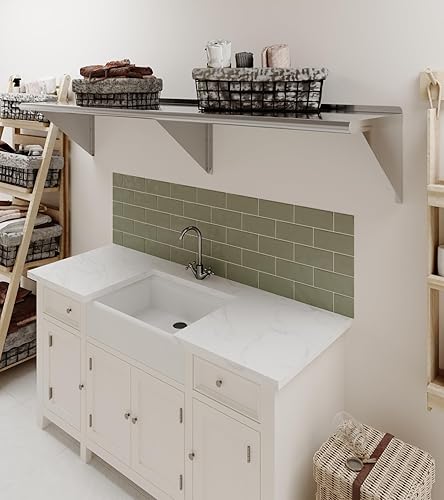 Vista 389 de AmGood Estante de pared de acero inoxidable de 60 pulgadas de largo x 8 pulgadas de profundidad Certificado NSF Estantería de metal