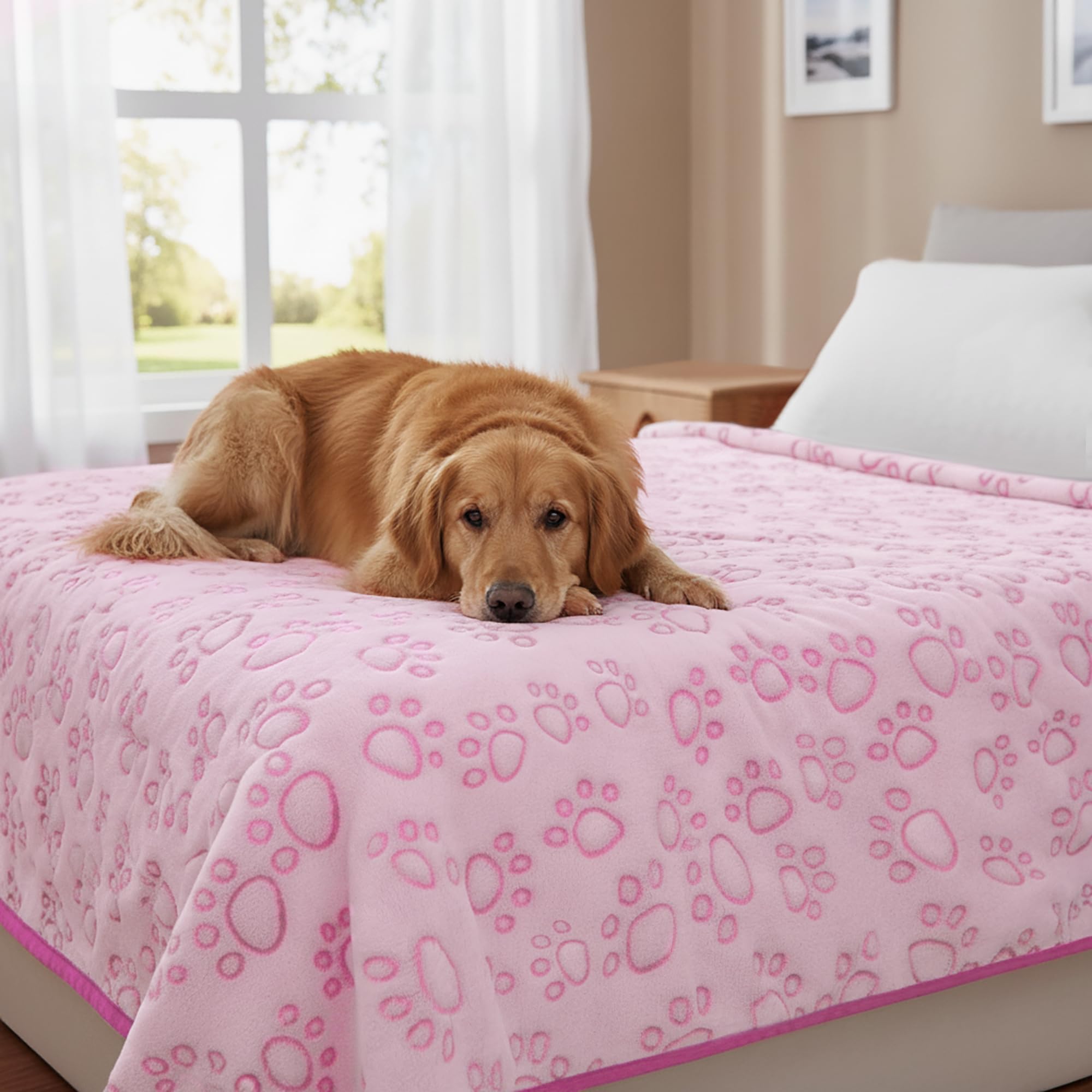 Premium Soft Dog Blankets for Large Dogs, Large Cat Blanket Calming Washable for Bed Couch Protection Cover, Dog Essentials for Dog, 66 * 82 inches, Pink — image 1
