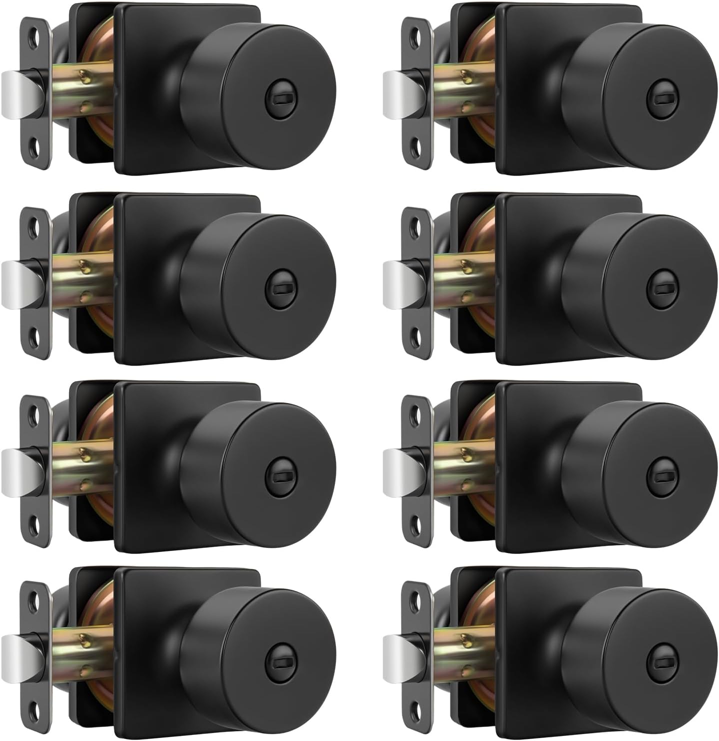 goldenwarm Matte Black Door Knobs Interior, Privacy Door Knob for Bedroom Door Knob, Black Interior Door Knobs Privacy Lock 8 Pack
