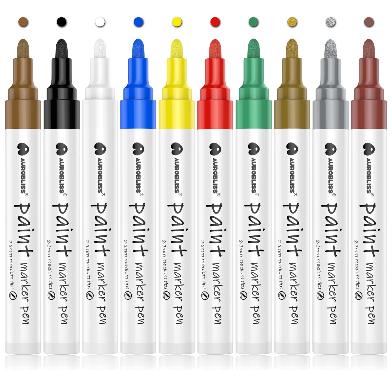 Paint Pens Permanent Markers, Oil-Based Waterproof Paint Markers Bullet Tip Medium 2-3mm, Paint Marker Pens for Metal, Plastic, Glass, Wood, Fabric, Stones Outdoor Painting