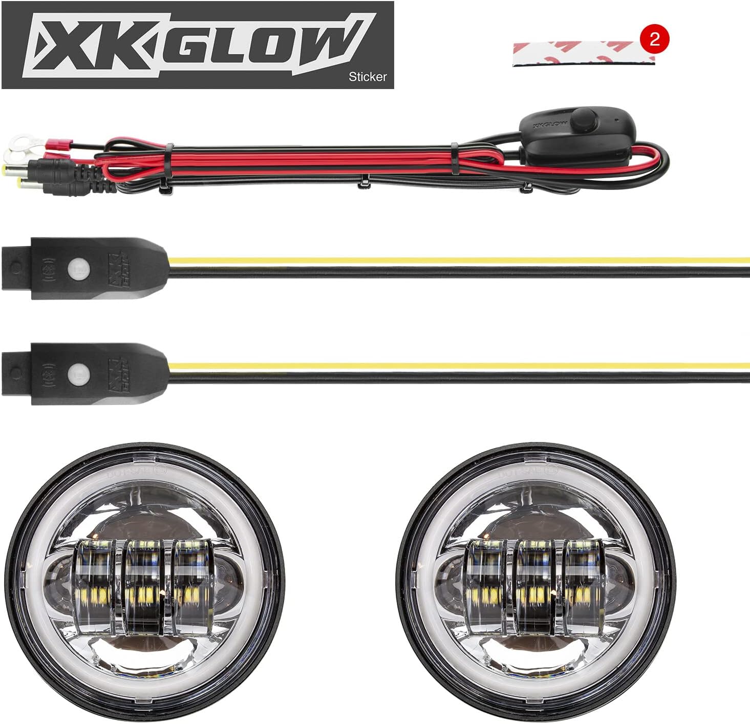 2pc Black Harley Running Light RGB Halo XKCHROME Smartphone App Controlled Driving Light kit with White DRL + Amber Turn Signal for Touring Bikes Ultra Classic Limited Road King Street Glide
