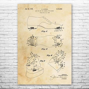 Tap Dancing Shoe Patent Print Poster 8x10 Dance Posters, Gifts For Dancers, Gym Art, Dance Teacher Gifts, Classroom Decor, Wall Art