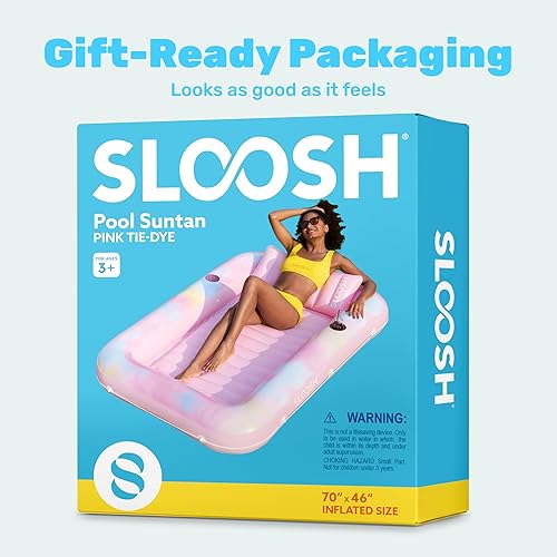 Miniatura 9 de SLOOSH Inflatable Tanning Pool Lounger Float, 70" x 46" Pool Floats Adult with Pillow, 4 in 1 Suntan Tub Raft Floatie,Sunbathing Bed Lounge for