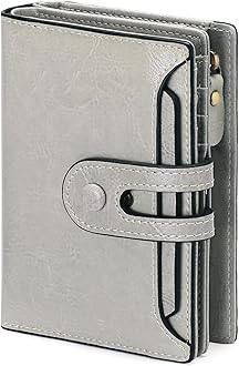 GOIACII Small Wallet Women Rfid Blocking Genuine Leather Compact Bifold Card Holder for Women with Zipper Coin Pocket 2 ID Windows