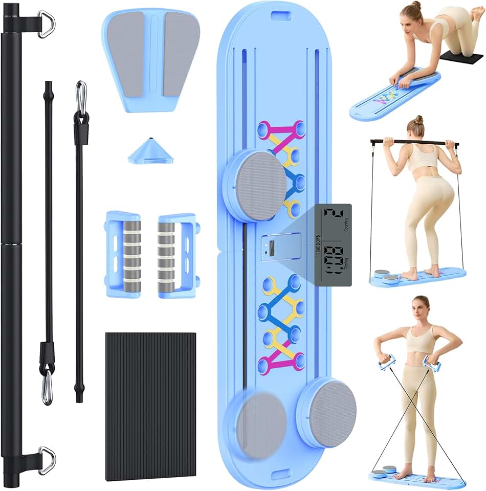 Prancha de Pilates, O Mais Novo Aparelho de Pilates Portátil Multifuncional para Uso Doméstico, Kit de Pilates Dobrável para Exercícios Em Casa, Prancha de Pilates para Exercícios de Fitness