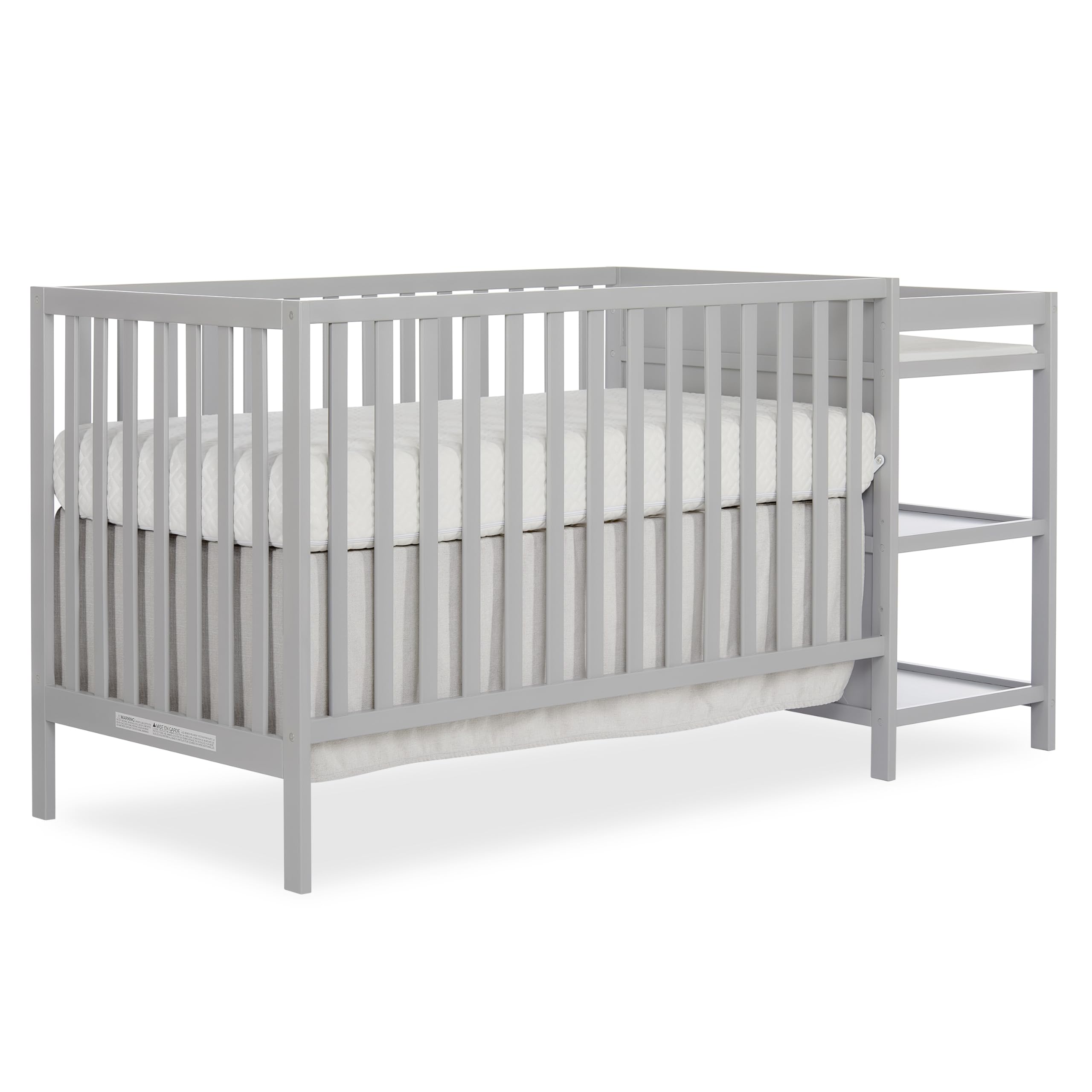 Dream On Me Synergy 3-in-1 Convertible Full-Size Baby Crib & Changer, Pebble Grey, Open Storage, GreenGuard Gold & JPMA, Pinewood, Convert to Day & Toddler Bed, 4 Mattress Heights, 1″ Changing Pad,