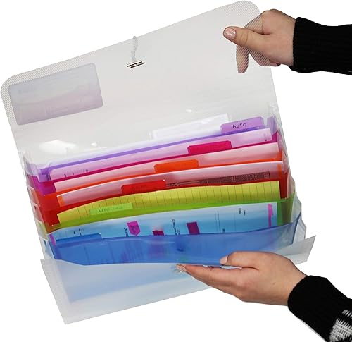Vista 5 de BAZIC - Carpeta de archivos expansible con 7 bolsillos con pestaña de color, carpetas de bolsillo de plástico tamaño carta, suministros de oficina