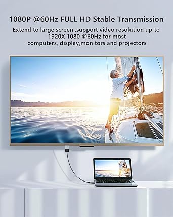 Coverzone DisplayPort to VGA Dönüştürücü Kablo, 1080p 60Hz Full HD Görüntü Aktarımı, Tek Yönlü DP → VGA Adaptör, Monitör ve Projeksiyon Uyumlu (Displayport to VGA) | ZR1161