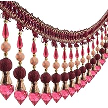 3yards Beading Fringe Trimming Long Beads Tassel Curtain Trim Ribbon Trim for Cover Edge Decorative red