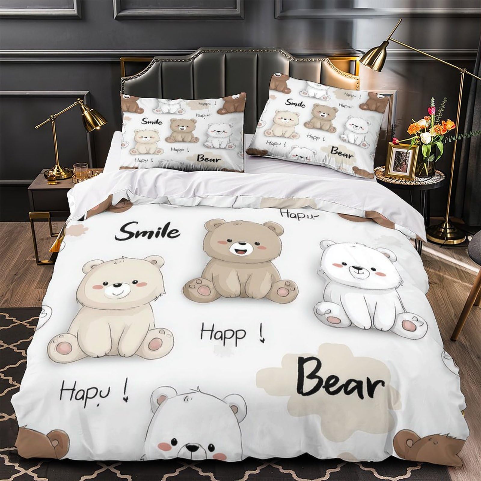 Housse de couette ours anti-acarien 140x200cm pour en finir avec les allergies