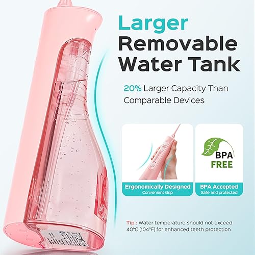 Miniatura 9 de COSLUS - Irrigador de agua portátil para dientes 4 modos y 5 niveles de intensidad, cepillo dental eléctrico profesional para encías sensibles,