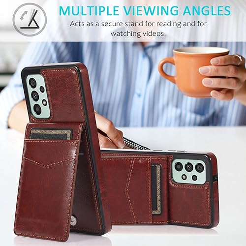 Miniatura 5 de ZZXX Funda para Samsung Galaxy A53 5G, de doble capa, ligera, de piel de primera calidad, con ranuras para tarjetas, función atril, funda protectora