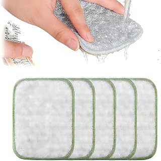 2 Layer Microfiber Steel Wire Cleaning Cloth for Wet and Dry Use Reusable Scrubbing Pads for Kitchen Pots Pans and Stainless Steel Surfaces