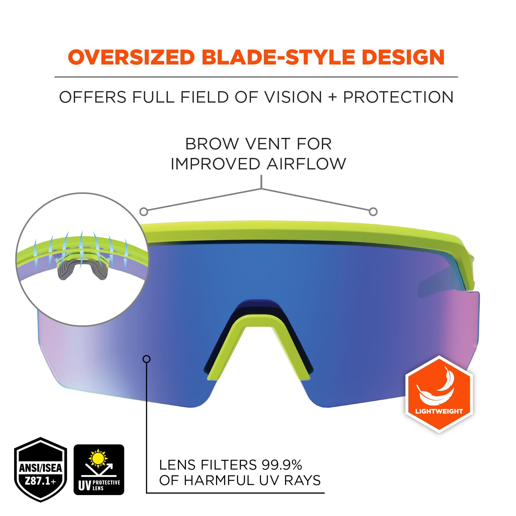 Ergodyne Skullerz AEGIR Sicherheits-Sonnenbrille, verspiegelte Gläser, ANSI z87.1
