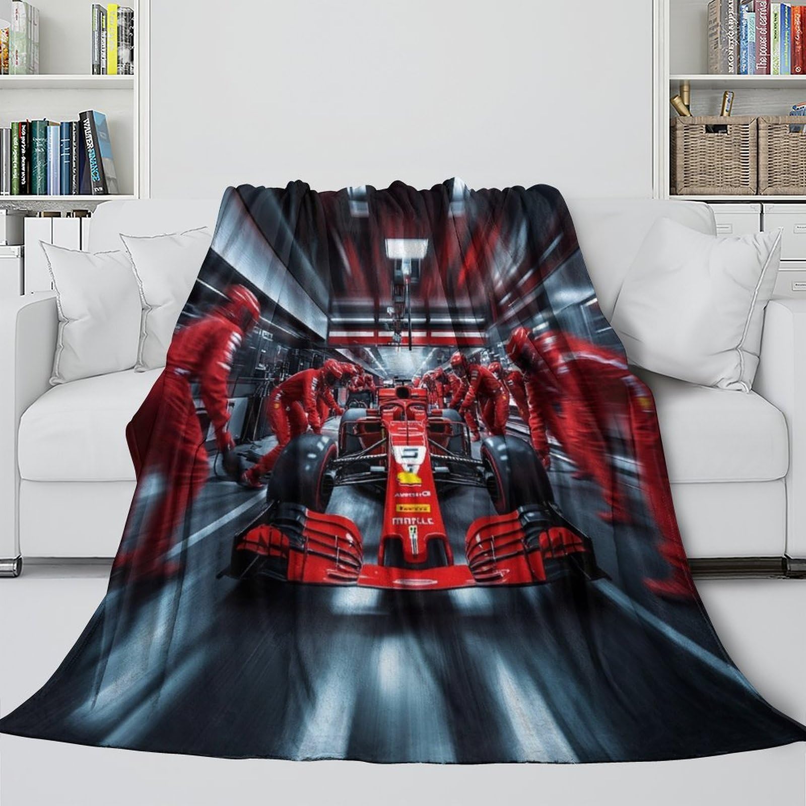 Przytulny koc 3D Touch, 200 x 230 cm, koc polarowy, miękki, ciepły koc wełniany, narzuta na kanapę, koc Pit Stop na sofę, koc dzienny, koc do mieszkania