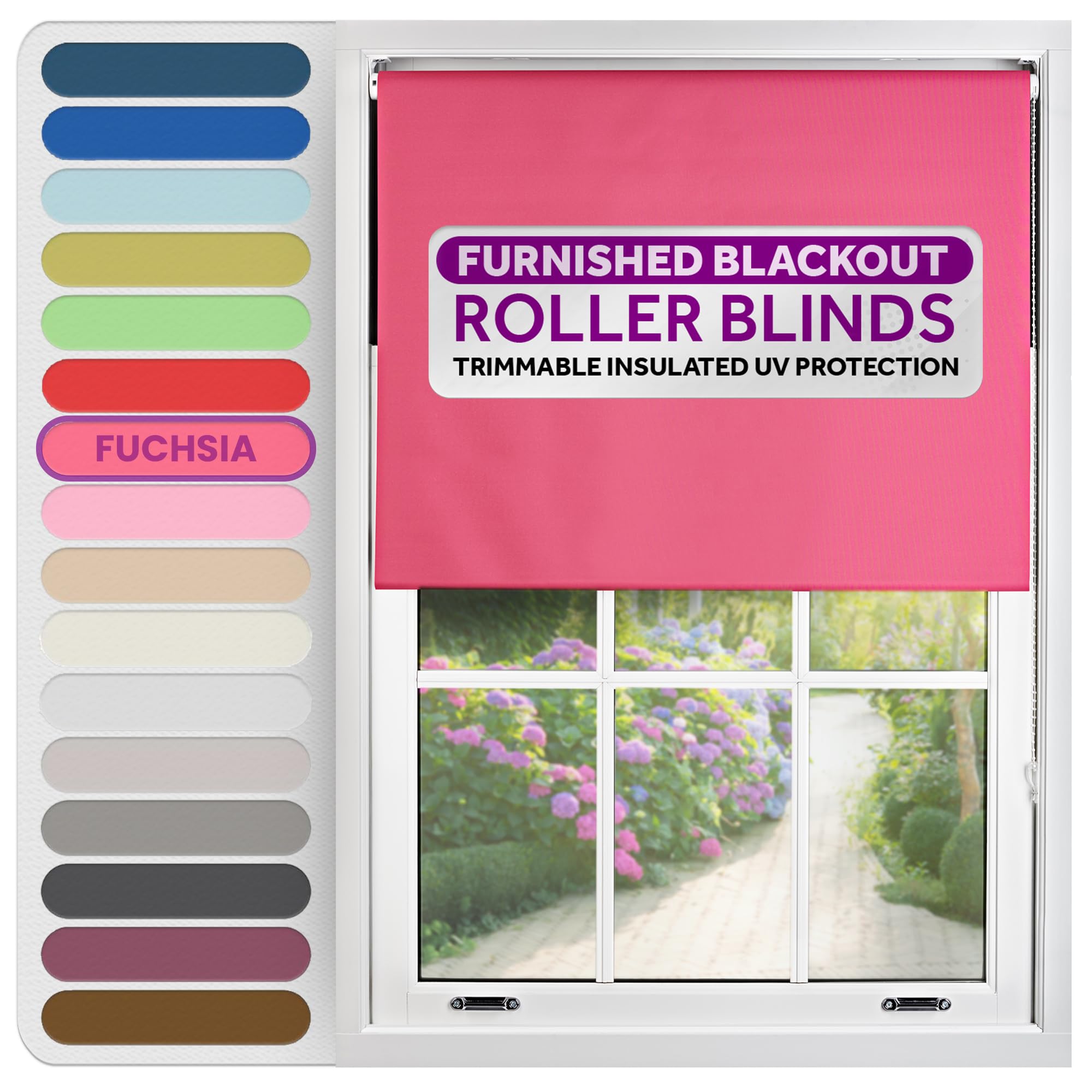 Furnished Blackout Roller BlindsFuchsia Pink Trimmable Blind For Windows And Doors (W)225Cm (L)165Cm from B&Q