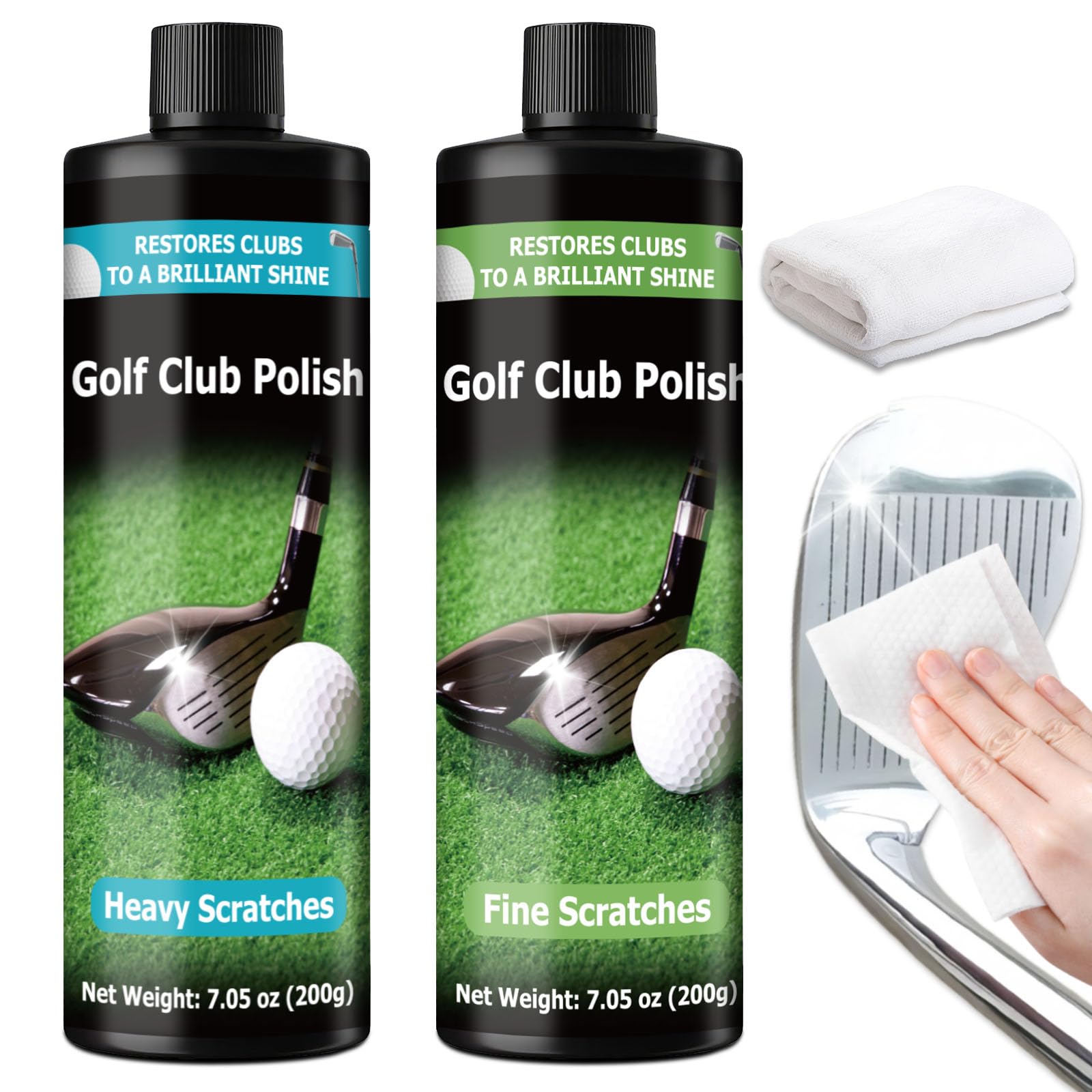 DINGSEN golf club polish，golf cleaning kit 200+200ml，suitable for Irons, Woods, Putters, Grips