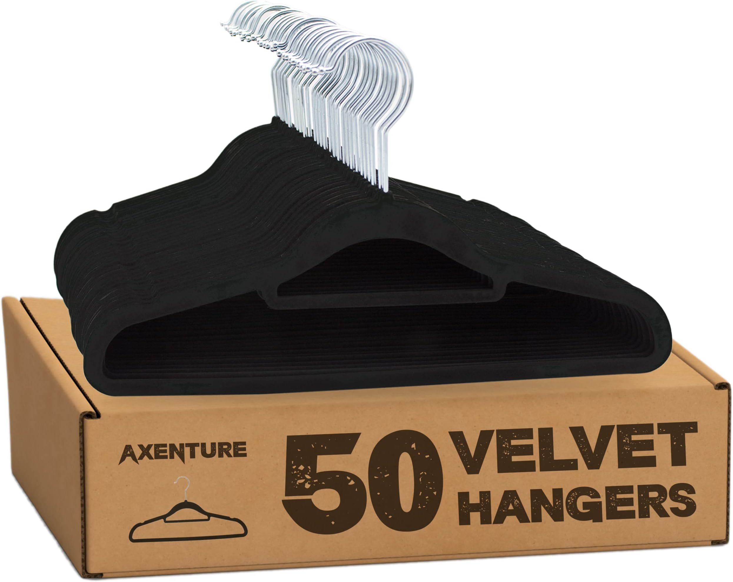 Non-Slip Velvet Suit Hangers 50 Pack - Ultra Thin Space Saving 360 Degree Swivel Hook Strong and Durable Clothes Hangers Hold Up-to 10 Lbs, for Coats, Jackets, Pants, Dress Clothes