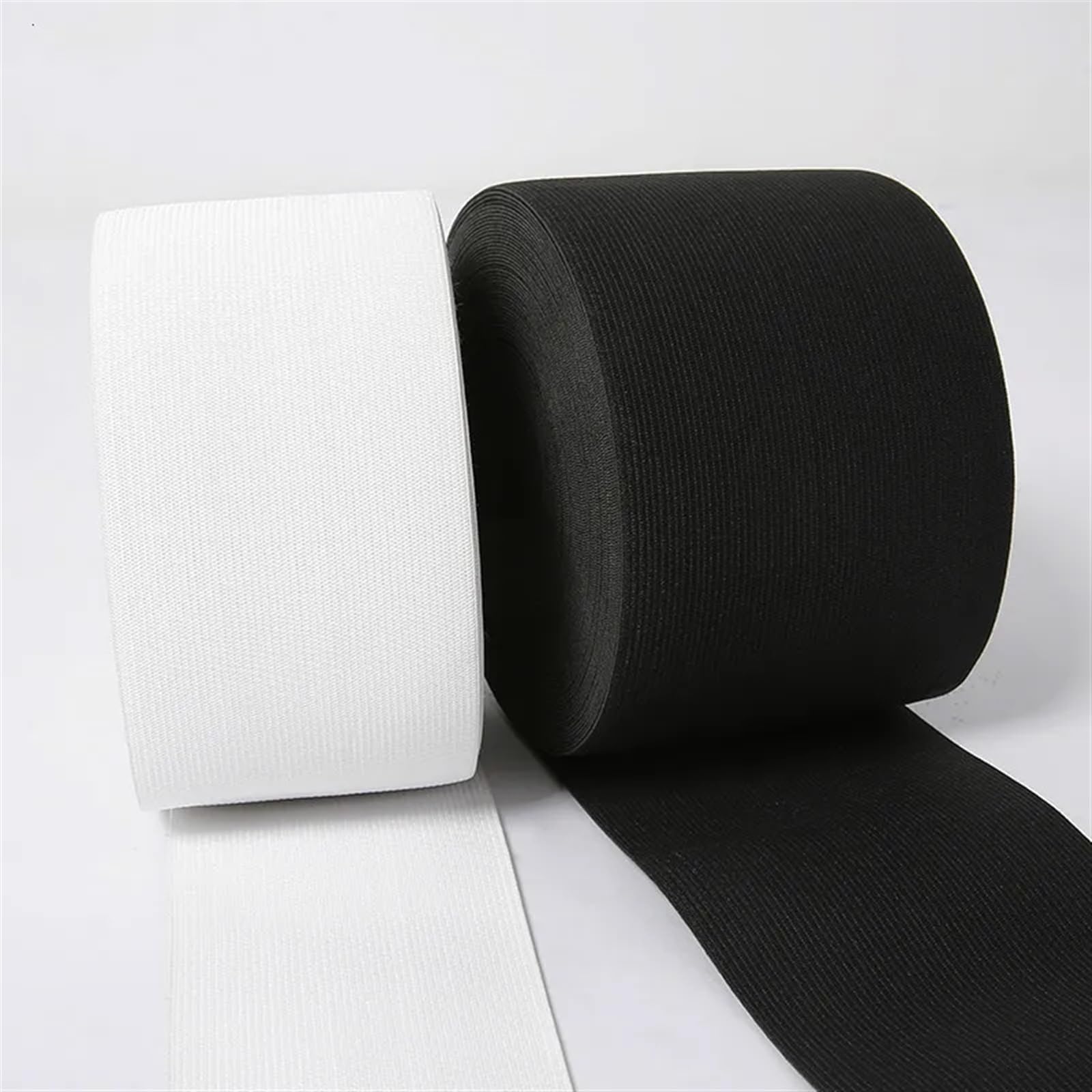 Flaches Gummiband für Nähen 10 m weißes und schwarzes, gewebtes, flach gestricktes Gummi-Bastelkordelband von 1 cm, 2, 3 4(White,10M-50MM)